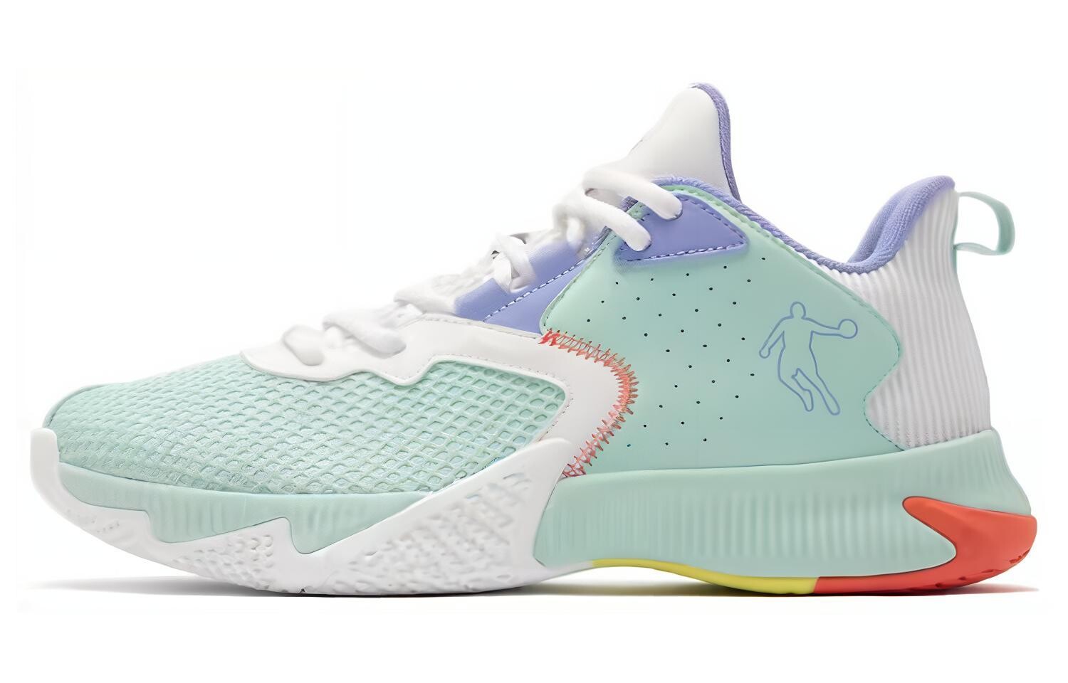 

Баскетбольные кроссовки Basketball Shoes Men Low-Top Cyan Qiaodan, голубой/белый
