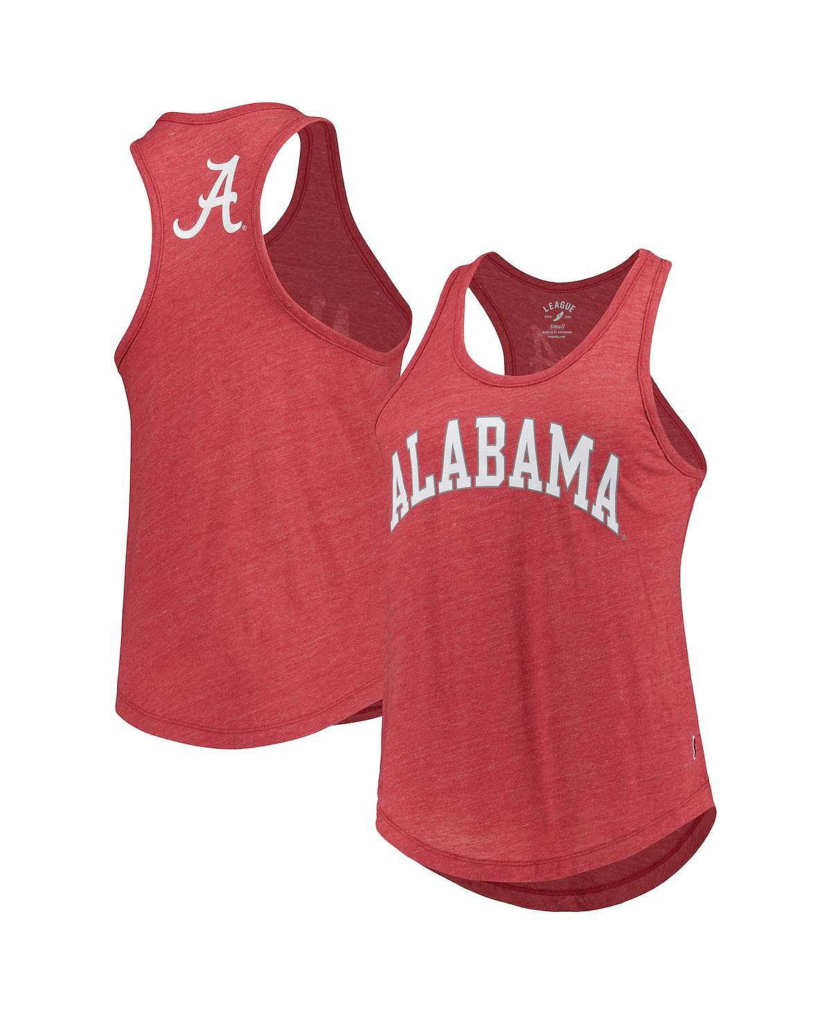 

Женская майка Heather Crimson Alabama Crimson Tide Two-Hit Intramural Tri-Blend с овальным вырезом и открытой спиной League Collegiate Wear