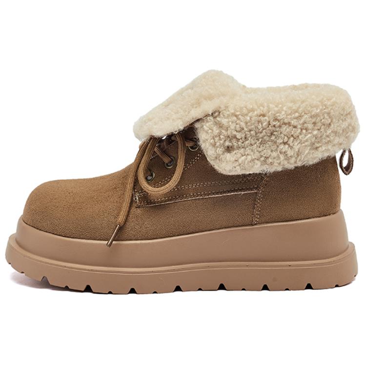 Теплые короткие зимние сапоги женские AGSDON, Chestnut[Padded]
