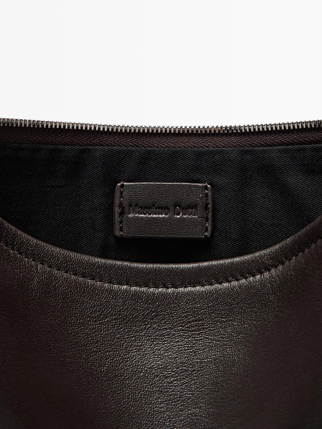 

Маленькая сумка-кошелек из кожи наппа с узлом Massimo Dutti, коричневый