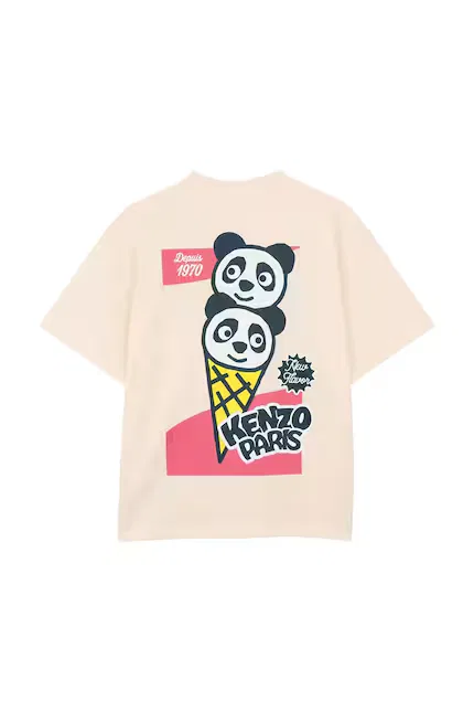 Футболка с принтом Kenzo kids, бежевый — фото 3