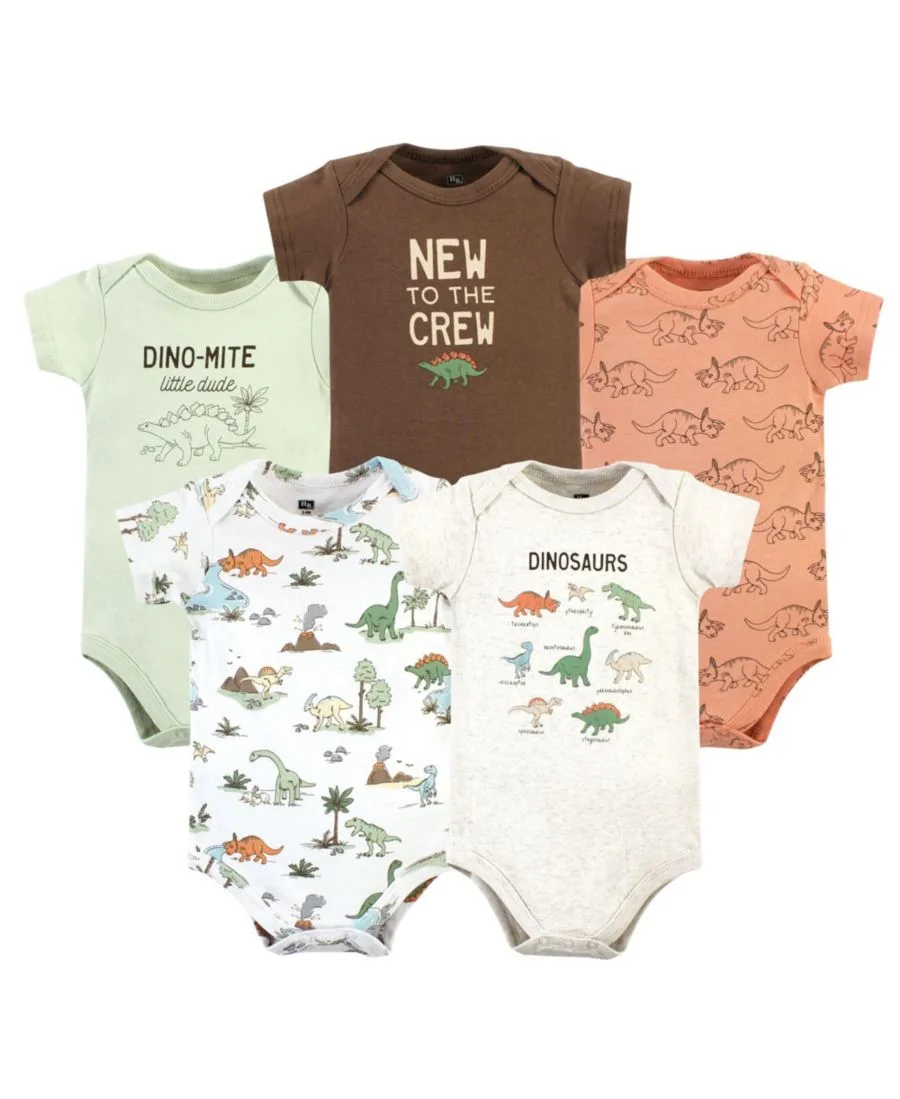 Комплект из пяти хлопковых комбинезонов-боди Hudson Baby, Dinosaur Adventures 5-Pack