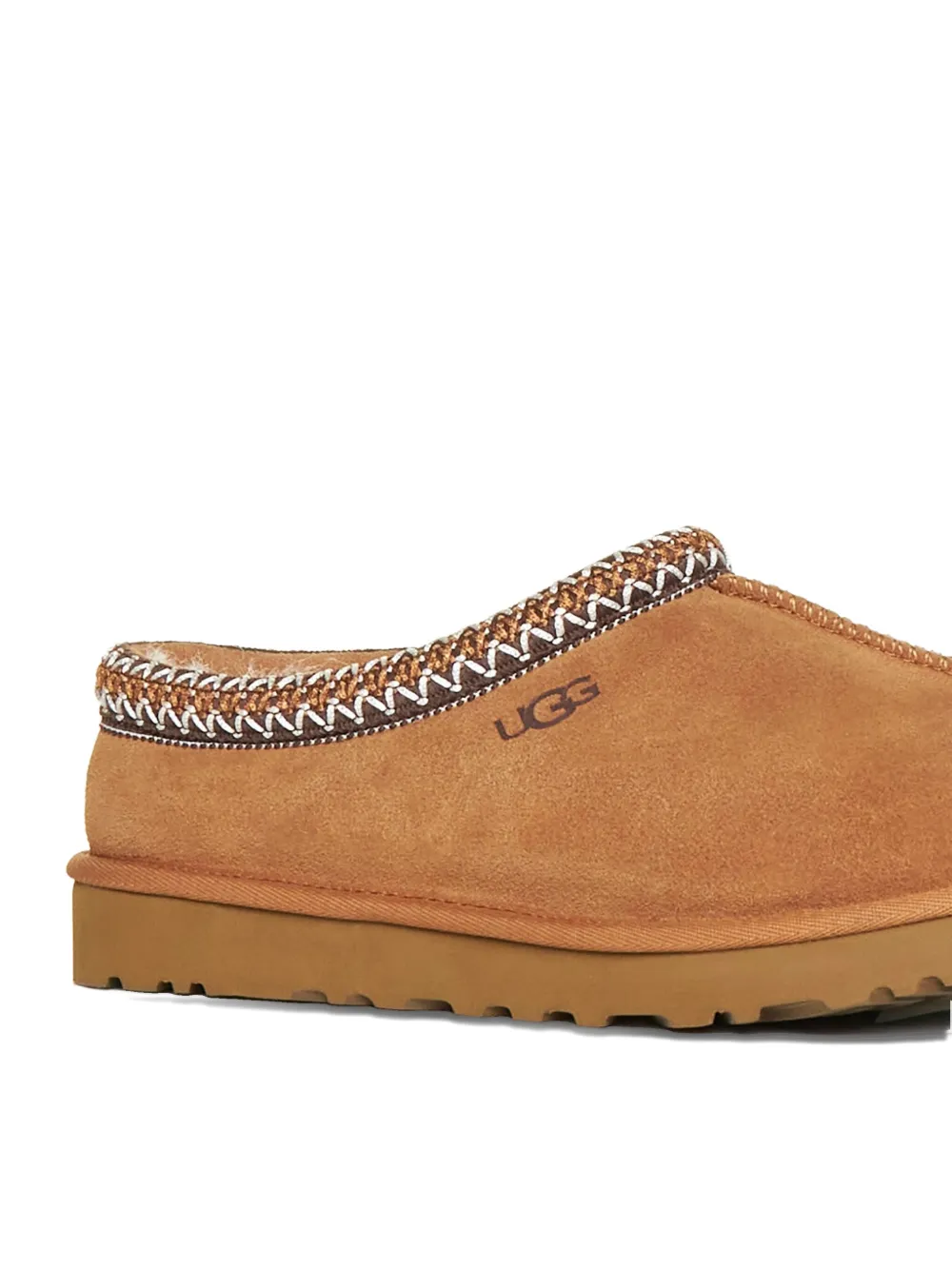 Замшевые тапочки с прострочкой UGG, коричневый — фото 4