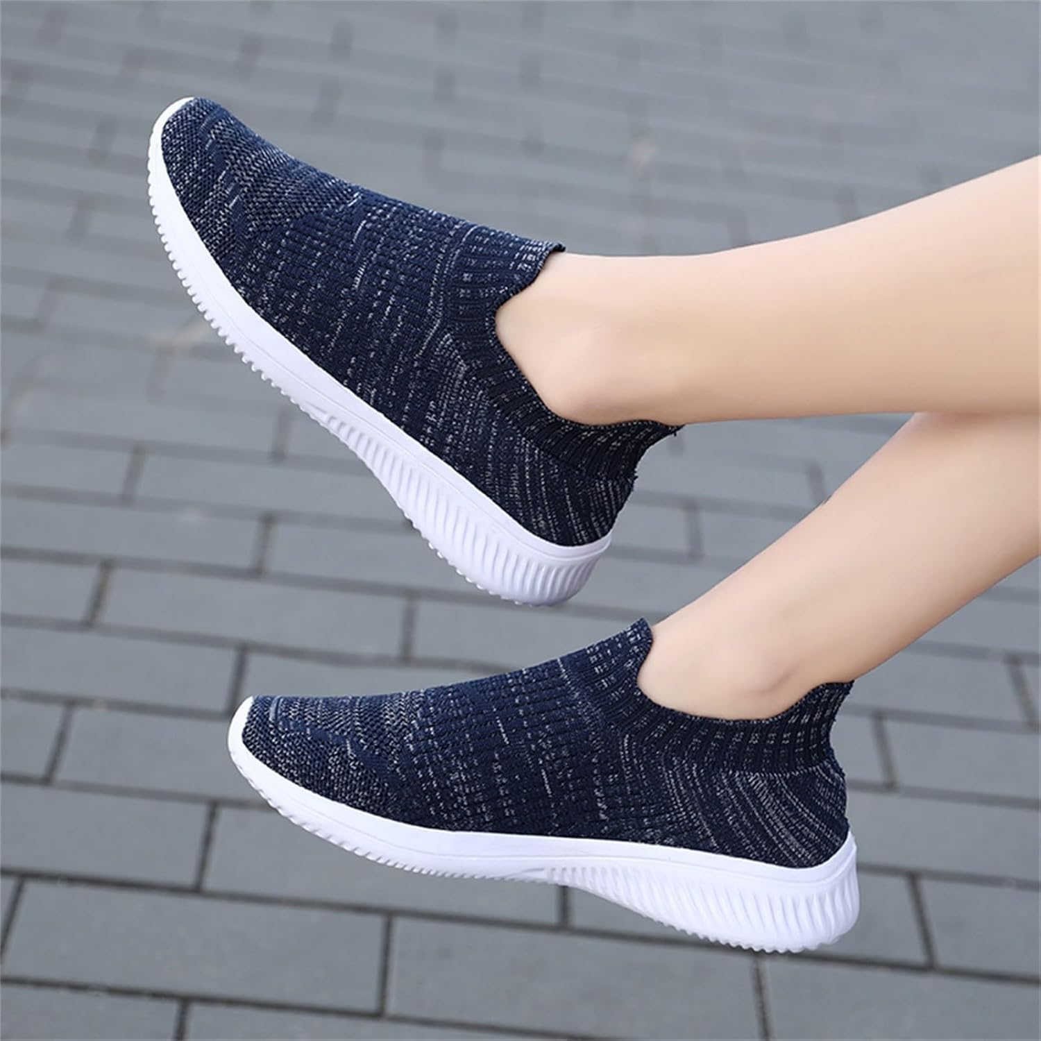 Мужские кроссовки IWIHMIV Slip On для ходьбы, тенниса и бега, легкие, дышащие, повседневные и для тренировок, синий — фото 2