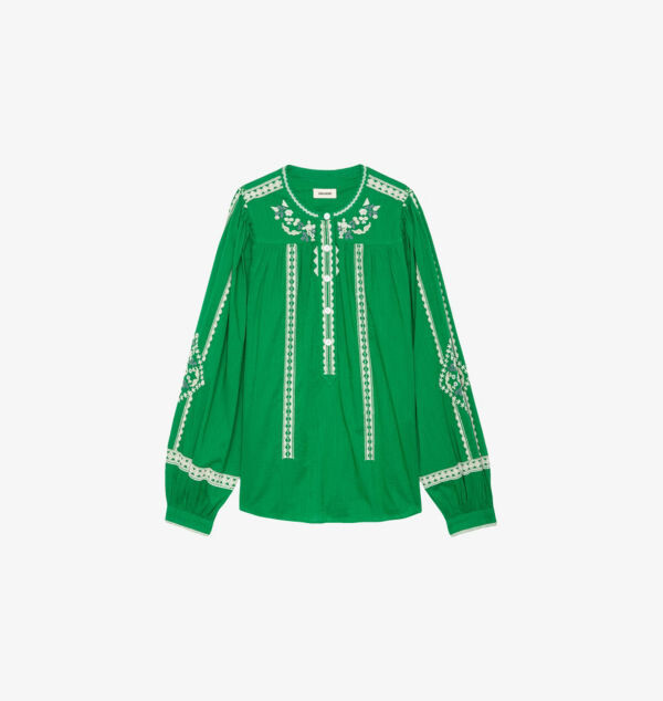 

Хлопковая блузка Tigy с цветочной вышивкой Zadig&Voltaire, цвет gazon