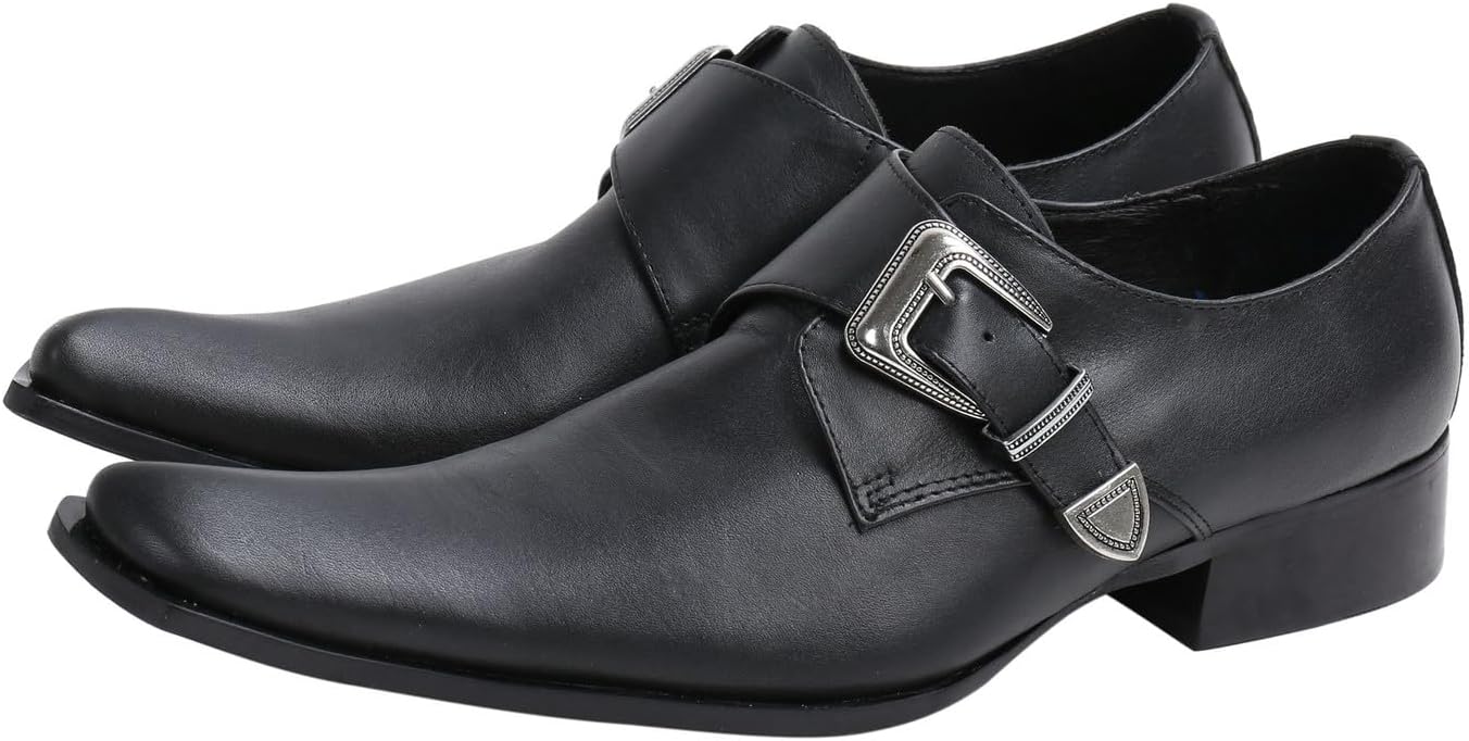 

Мужские туфли Santimon из лаковой кожи с пряжкой, заостренным носком и заклепками - элегантные повседневные лоферы для офиса, свадеб, вечеринок и баров, черный