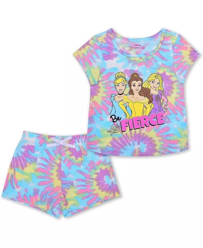 

Комплект из футболки и шорт с принтом тай-дай для маленьких девочек Disney Princess Children's Apparel Network
