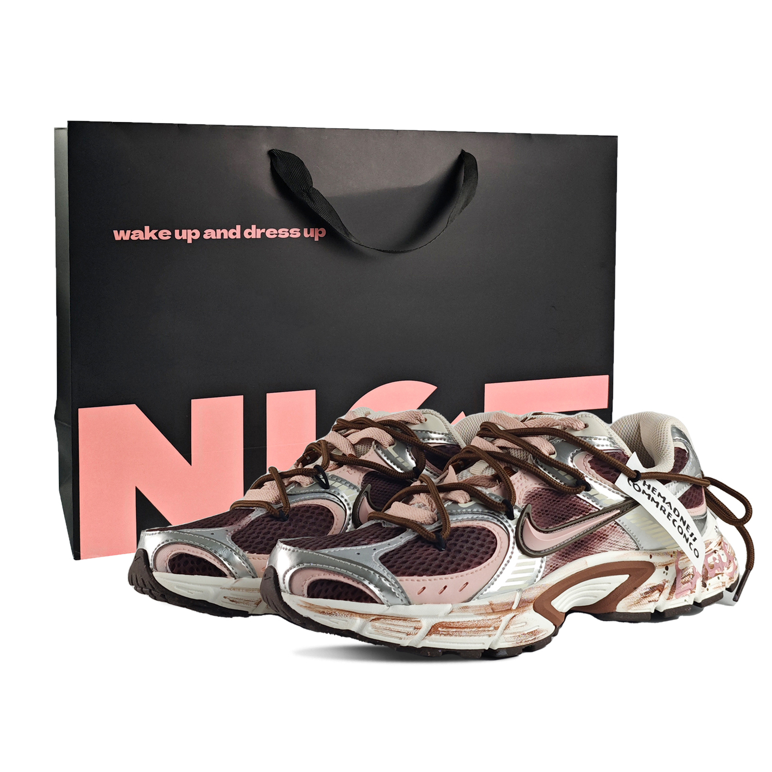 

Nike Женские кроссовки V5 RNR для бега и повседневной носки, устойчивые к истиранию, дышащие, низкие, розовые и коричневые