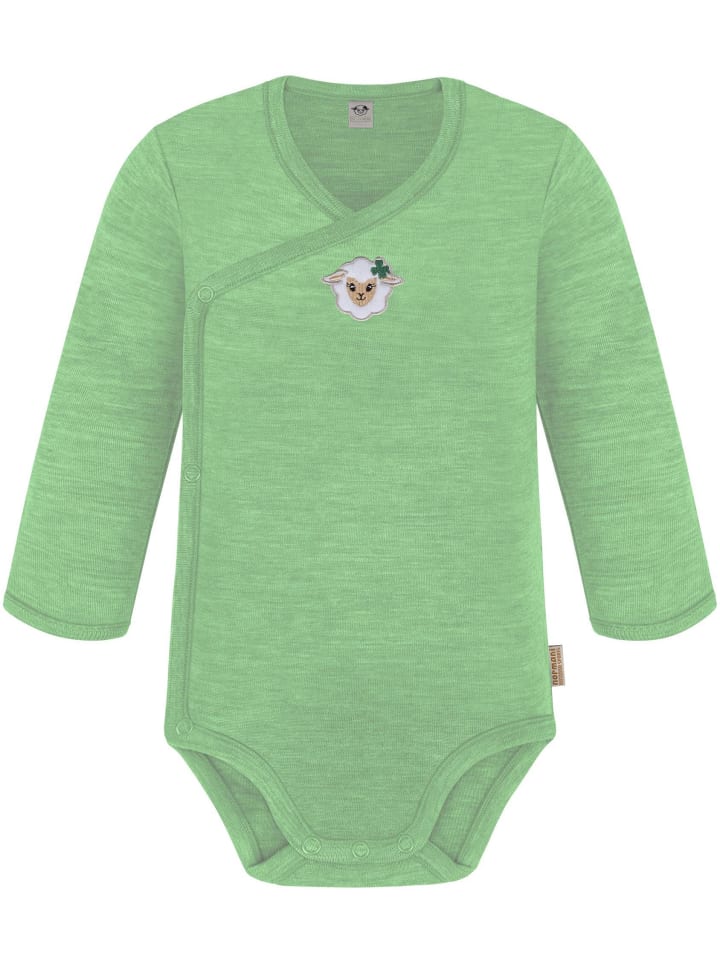 

Normani Outdoor Sports Детский боди-халат с длинными рукавами из мериносовой шерсти "Kaitaia" зеленого цвета