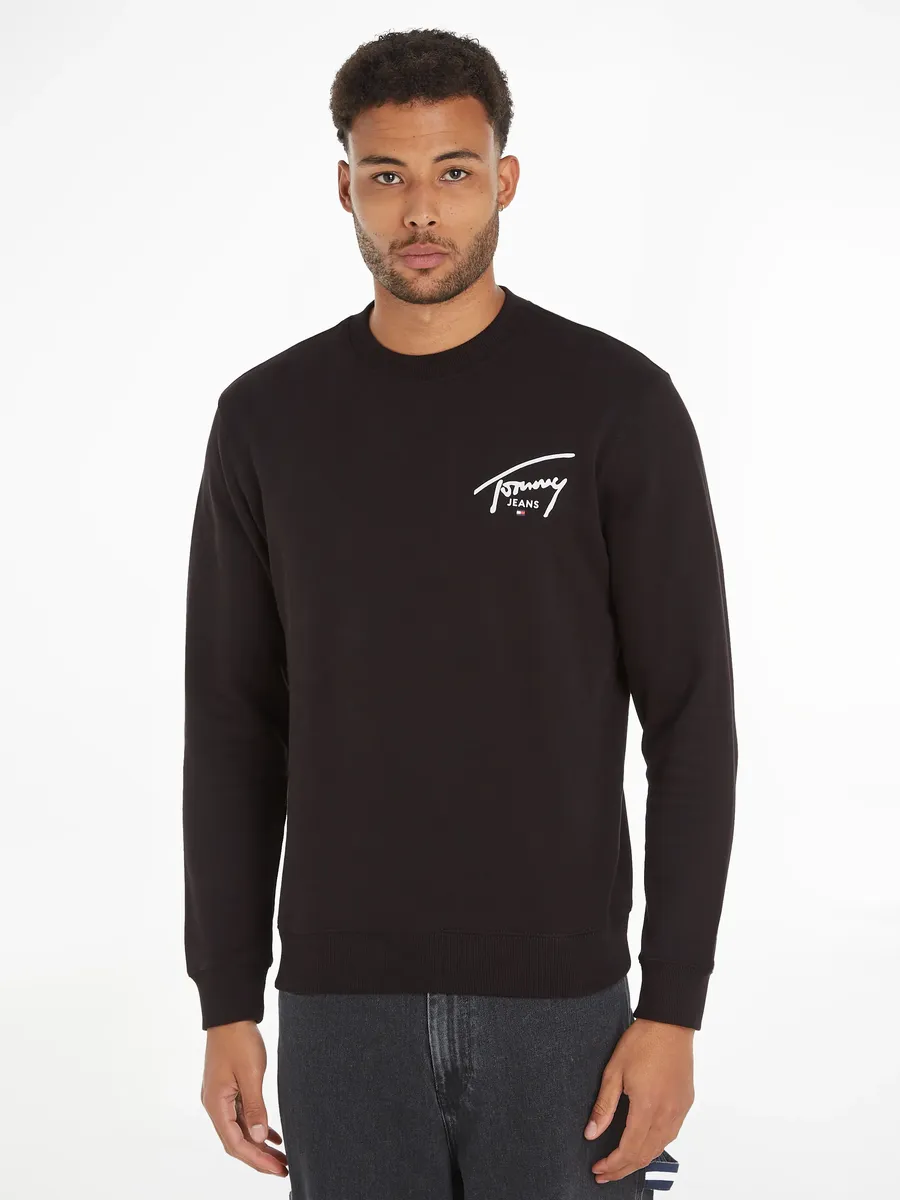 

Свитер Tommy Jeans Plus "TJM REG ENTRY GRAPHIC CREW EXT", большие размеры с надписью-логотипом, черный