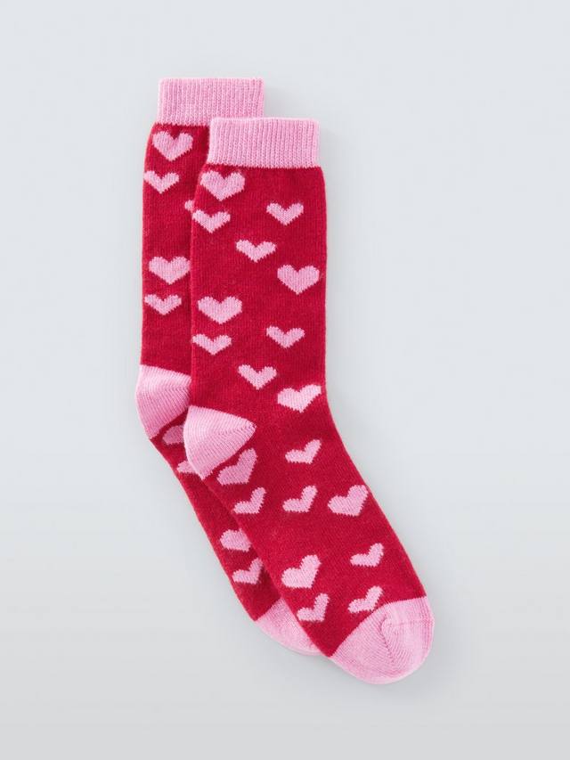 

Носки Hearts из шерсти с кашемиром John Lewis, Red/Multi