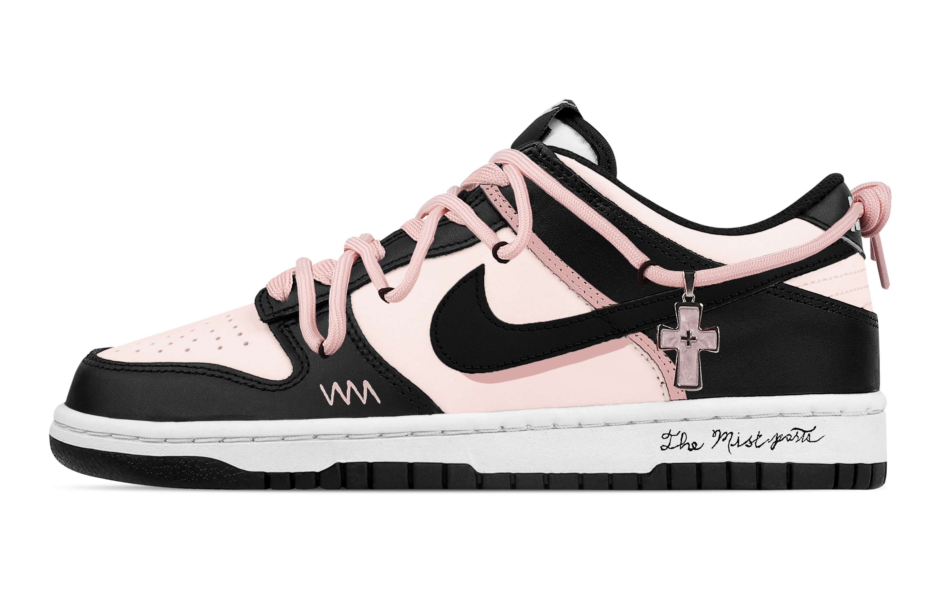 

Nike Dunk Wild Berry Command Leather легкие нескользящие низкие скейтерские кроссовки black white pink