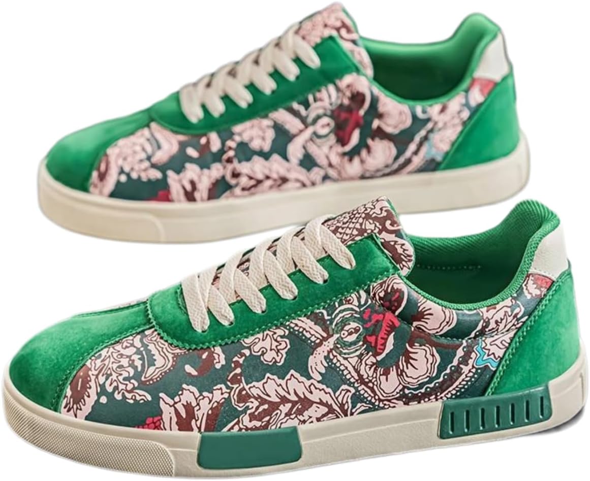 

Дышащие холщовые ботинки в богемном стиле с принтом, противоскользящие, для мужчин больших размеров, летняя обувь для прогулок с случайным цветочным рисунком и легким комфортом Ctkvbmeoi, зеленый