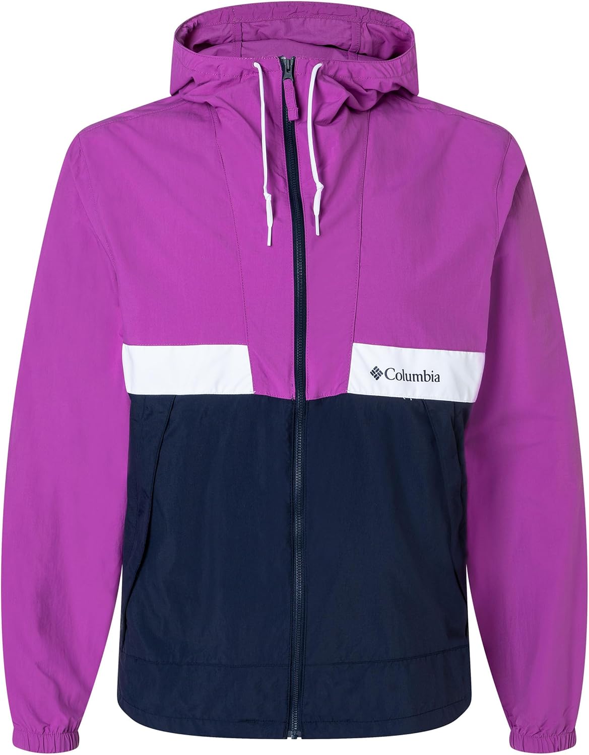 

Ветровка Columbia Mens Spire Valley с капюшоном, Razzle/Collegiate Navy/White