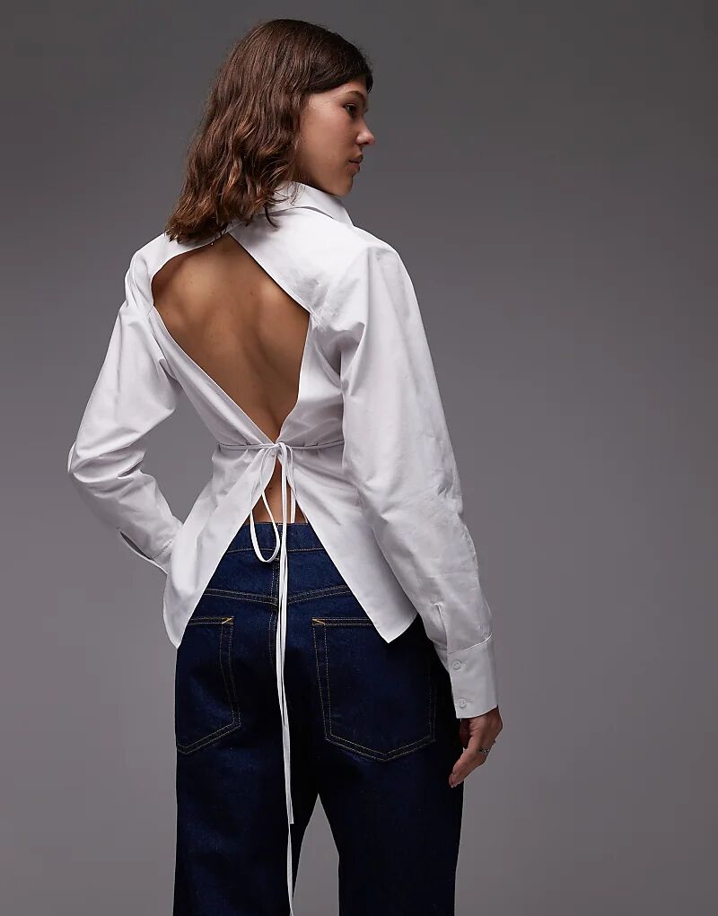 

Белая рубашка с открытой спиной и завязкой на талии от ASOS DESIGN