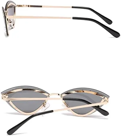 

Солнцезащитные очки «кошачий глаз» из сплава, без оправы, с кристаллами, блестящие, женские, уникальные, элегантные, зеленые, со стразами MTZJH, Gold Blue