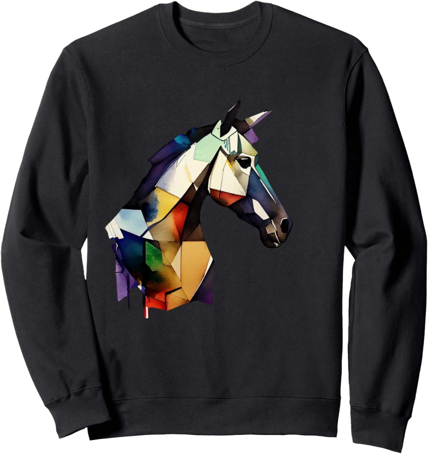 

Яркий геометрический рисунок головы лошади. Толстовка Colorful Geometric Horse Art Lovers, черный
