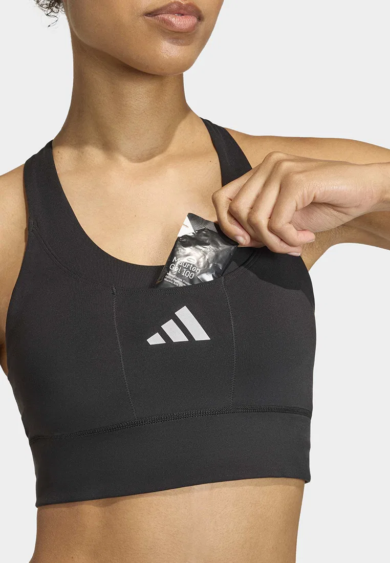 Бюстгальтер для бега, средняя поддержка, Adidas, черный — фото 3