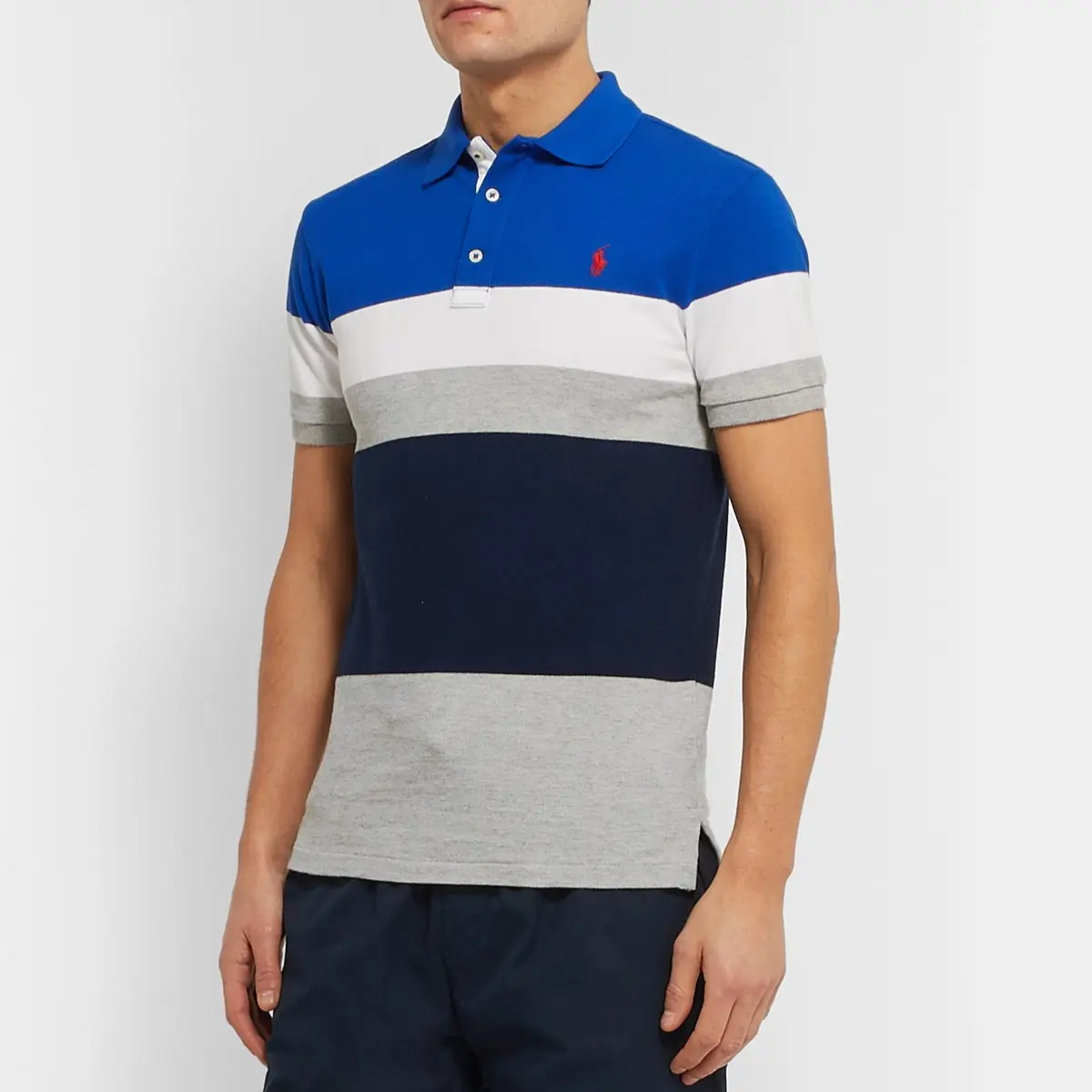 Polo Ralph Lauren Мужская поло сине-серого цвета — фото 4