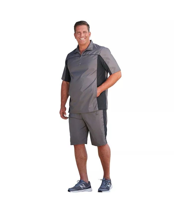 

Шорты Big & Tall Quarter Zip Short Sleeve Colorblock Tracksuit KingSize, серый