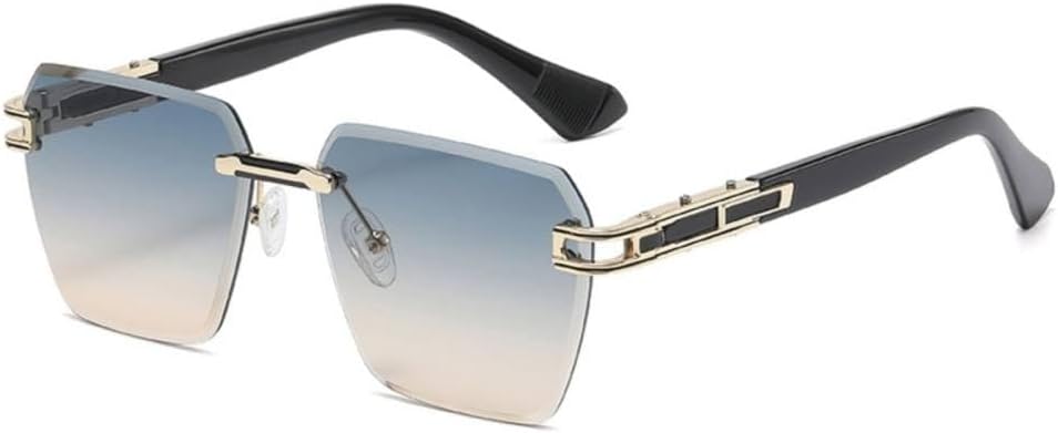 

Солнцезащитные очки без оправы квадратной формы для женщин, солнцезащитные очки без оправы для мужчин, линзы с градиентом, металлическая оправа, маленькие очки generic, C15 Blue Yellow