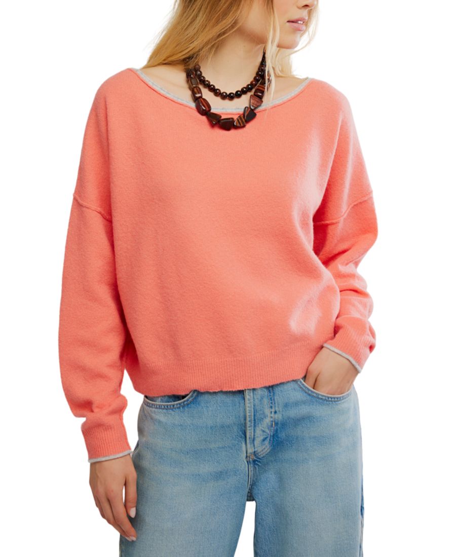 

Женский свитер с длинными рукавами и без застежек Free People, Coral Rimson Combo