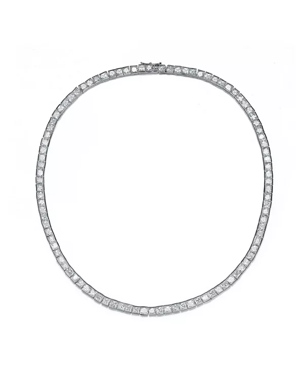 

Теннисное ожерелье «Принцесса вечности» из стерлингового серебра с покрытием из белого золота и фианитов Genevive, silver