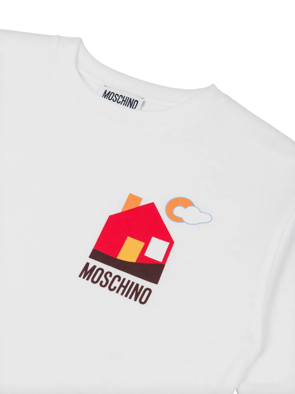 Футболка с графичным принтом Moschino Kids, белый — фото 3