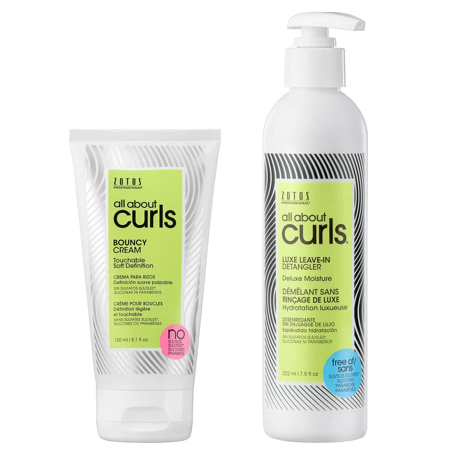 ALL ABOUT CURLS Luxe Leave-In Detangler для укладки кудрявых волос: распутывает, увлажняет, борется с пушистостью, придает мягкость, интенсивное увлажнение, vegan, cruelty free, без сульфатов и парабенов 222/151 мл (2 шт.)