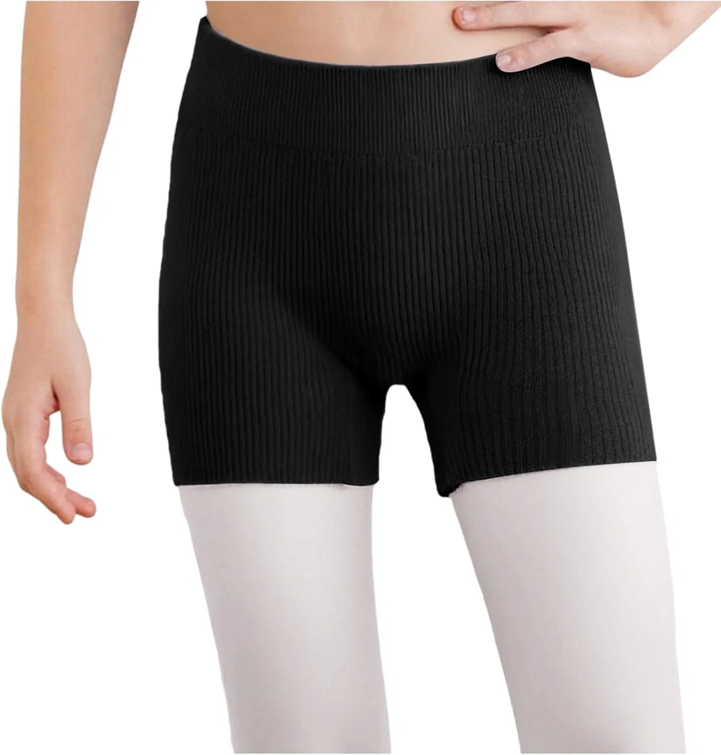 Детские шорты для танцев и спорта, ribbed knitted, JEYPINMI, черный — фото 2