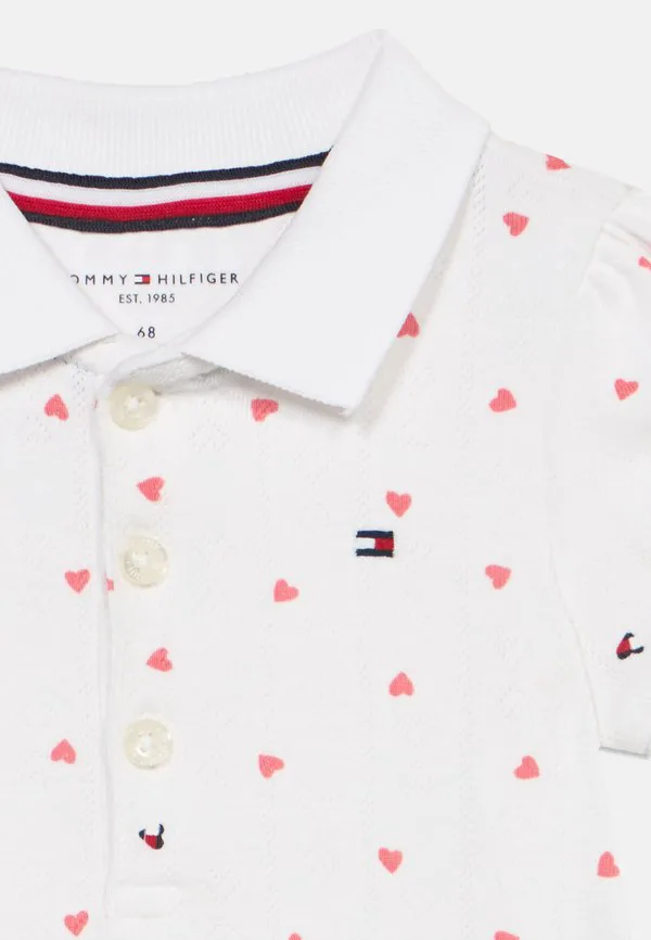 Платье-Поло с ажурным принтом в виде сердечек, трикотажное платье Tommy Hilfiger, White — фото 4