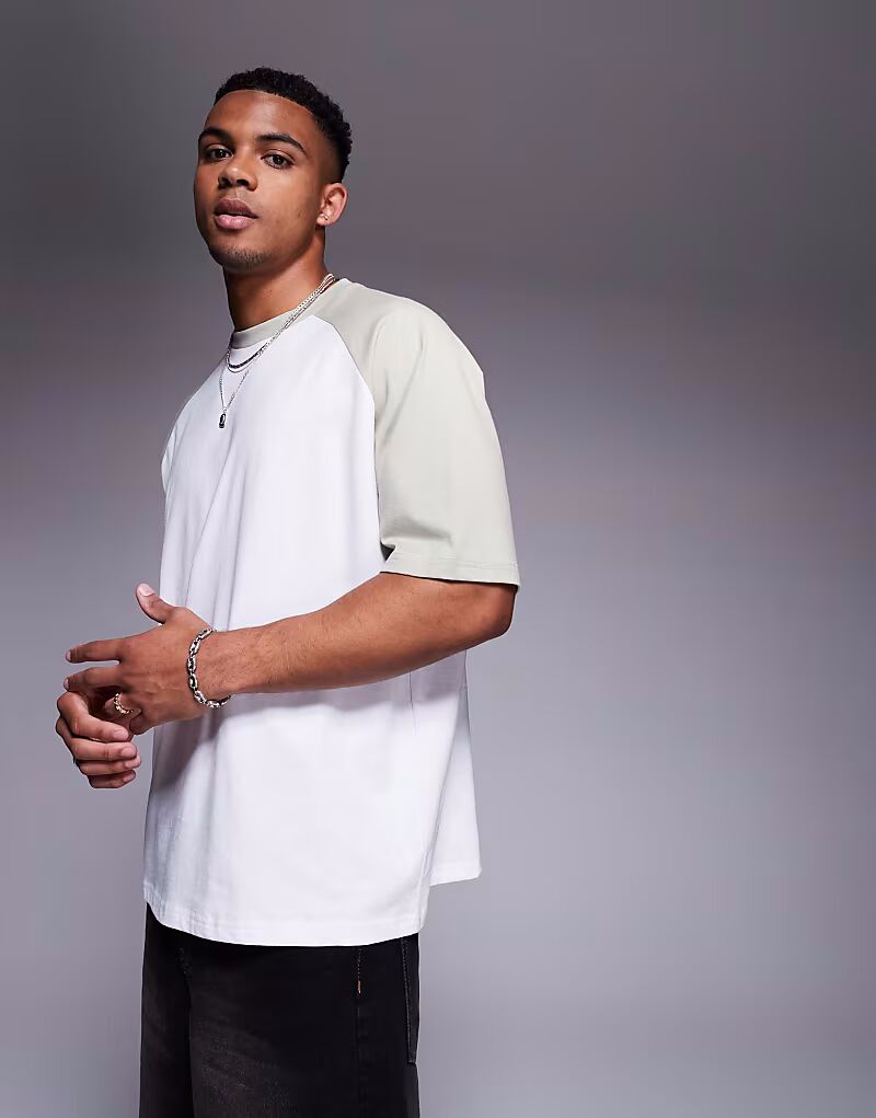 

Футболка свободного кроя реглан от ASOS DESIGN серого цвета