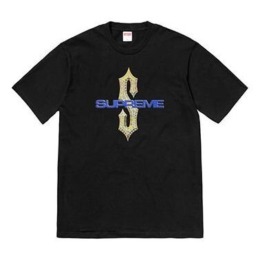 

Футболка ss18 diamonds tee black diamond printing short sleeve Supreme, черный