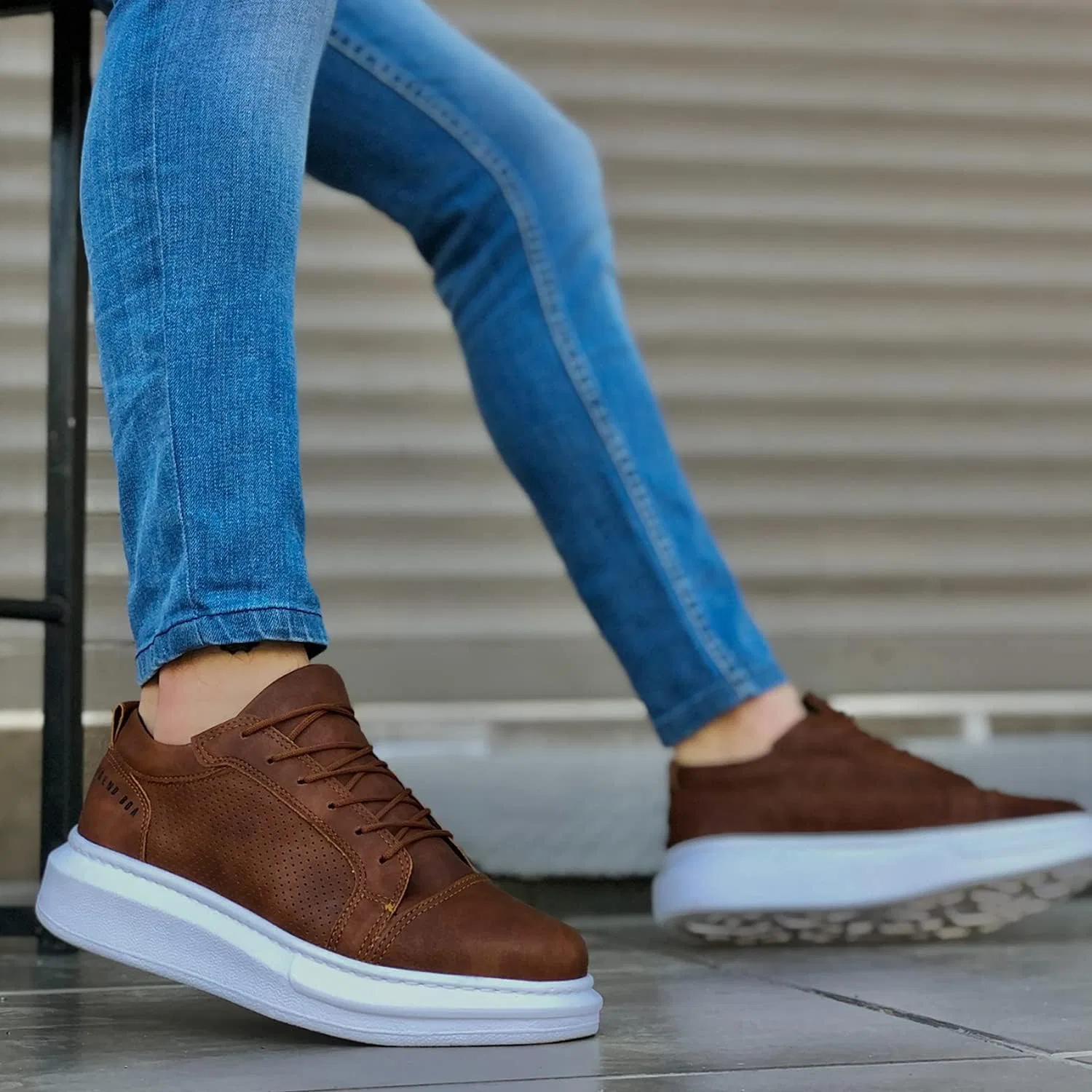 Мужские кожаные кроссовки Solaress 548, модная спортивная обувь solaress seyahat aksesuarları, Brown — фото 3