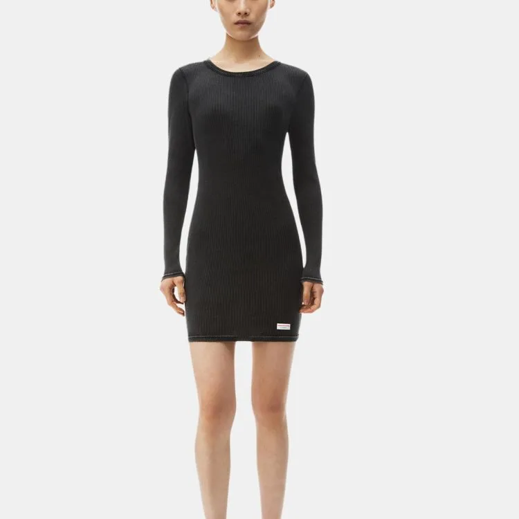 Alexander Wang Платье с длинным рукавом для женщин черное — фото 3