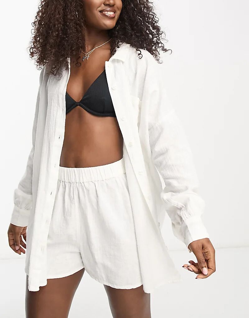 

Белая хлопковая пляжная рубашка ASOS DESIGN