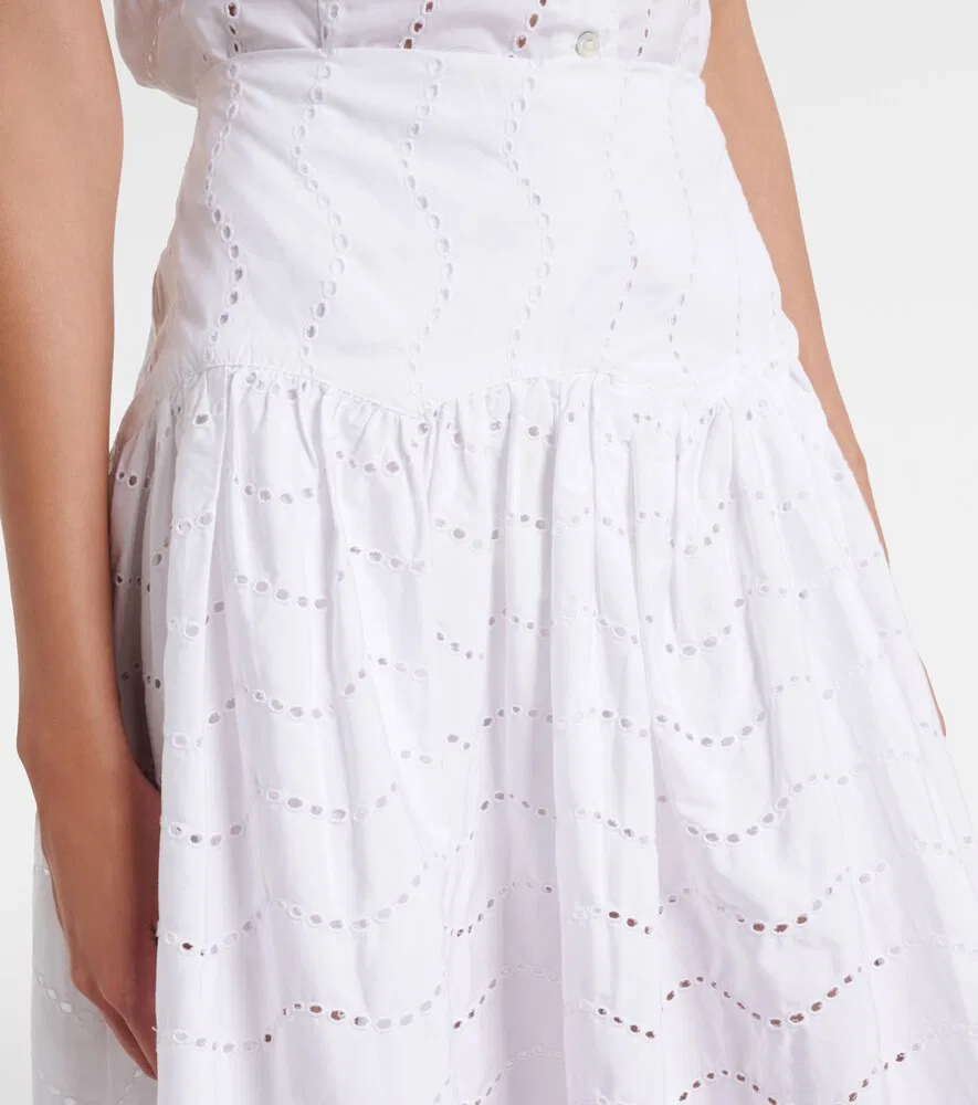 Юбка миди из хлопка Broderie Anglaise Polo Ralph Lauren, белый — фото 3