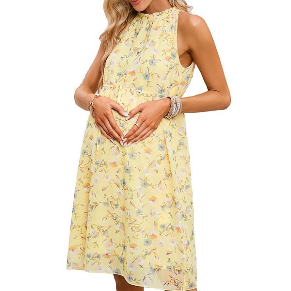 

Женское бесшовное платье-мини на запах для беременных Clearflower, Yellow Floral