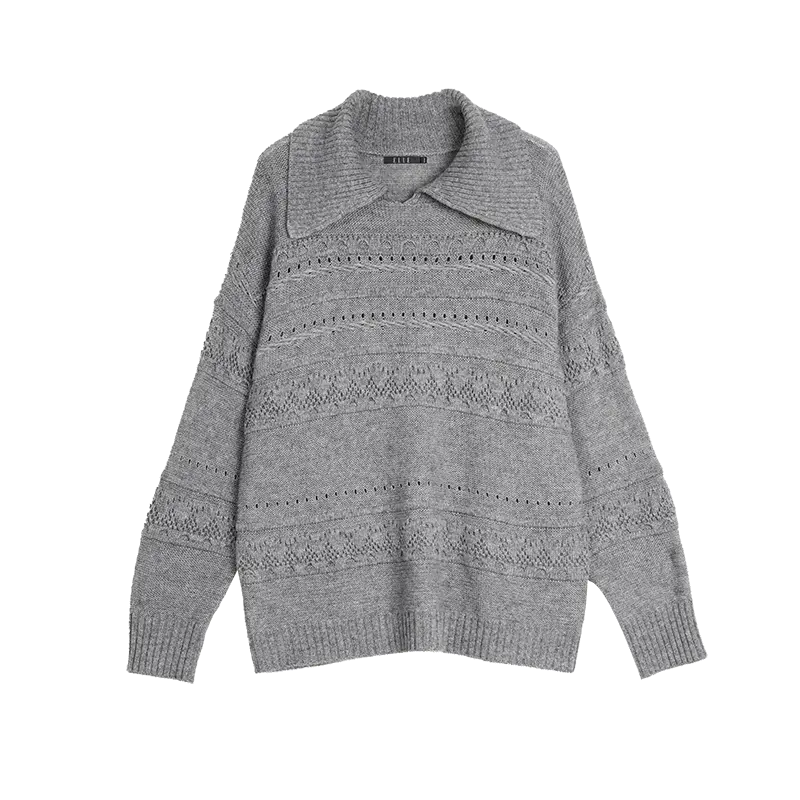 

Свитер женский с лацканами Moderate Others ELLE, medium серый