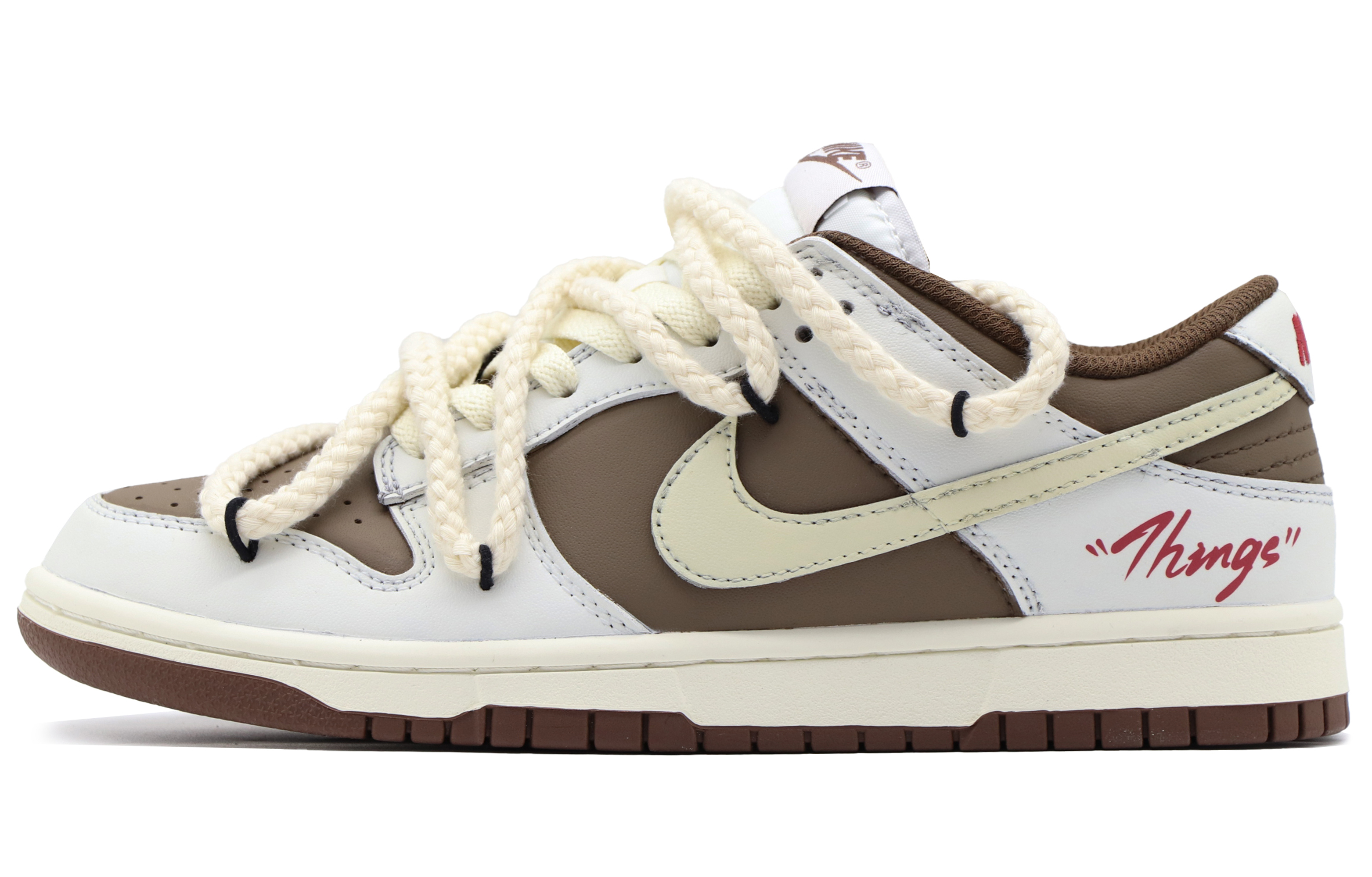 Кроссовки Nike Dunk Skateboard Shoes Women's Low-Top White Brown