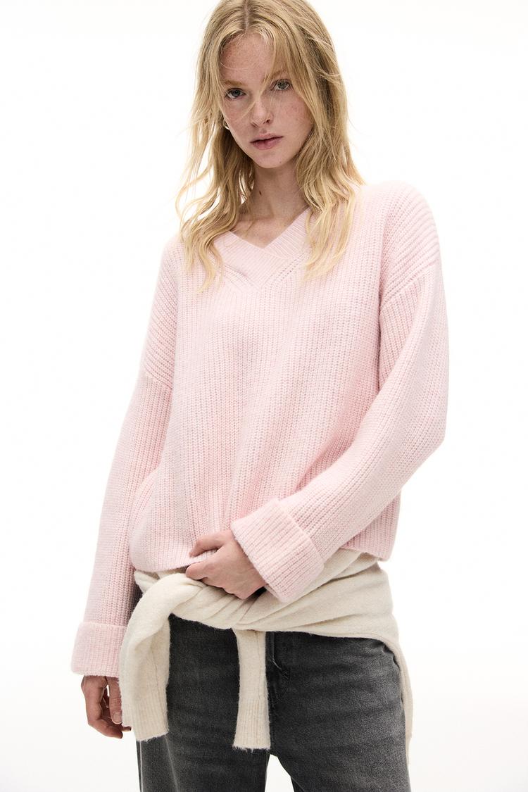 

Свитер изнаночной вязки Pull And Bear, розовый