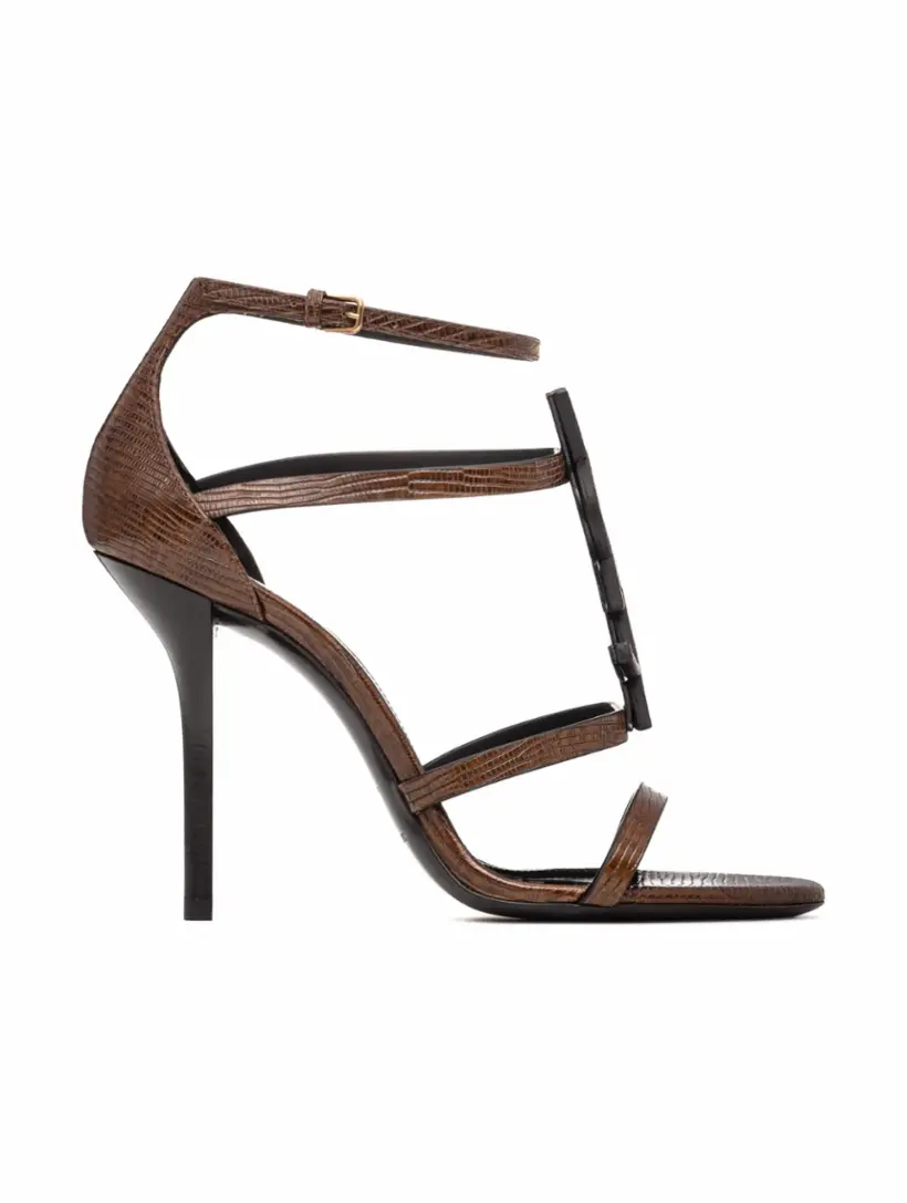 

Кожаные босоножки Cassandra Saint Laurent, коричневый