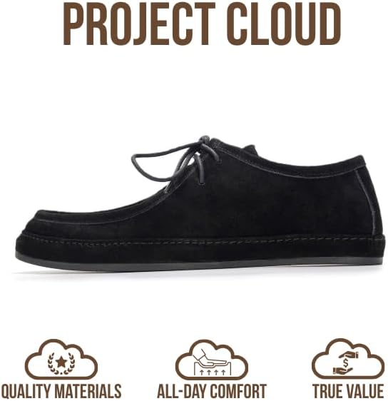 Мужские туфли Project Cloud из 100 натуральной кожи - лоферы на шнуровке с эффектом памяти - легкие и нескользящие туфли для мужчин для повседневной носки (Denver), черный — фото 3