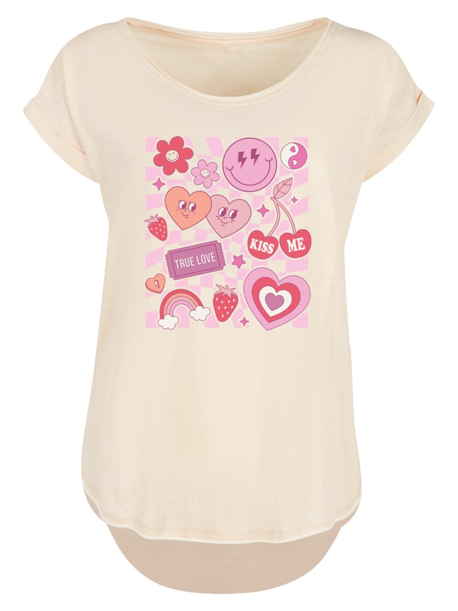 

Рубашка F4NT4STIC Retro Valentinstag Herz Rainbow Fruits, песочный