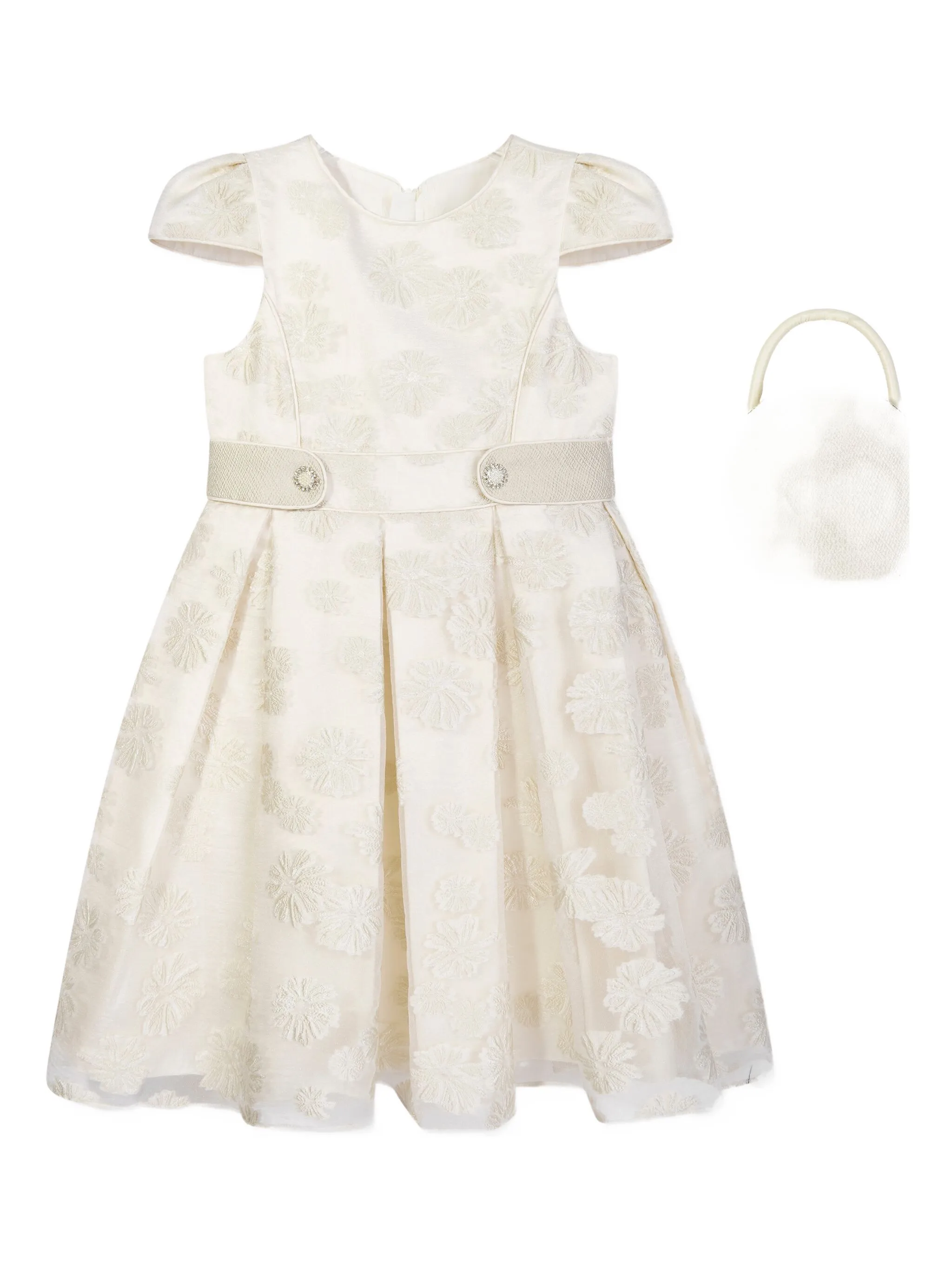 

Платье с цветочной вышивкой и плиссировкой Dress & Fleur, бежевый