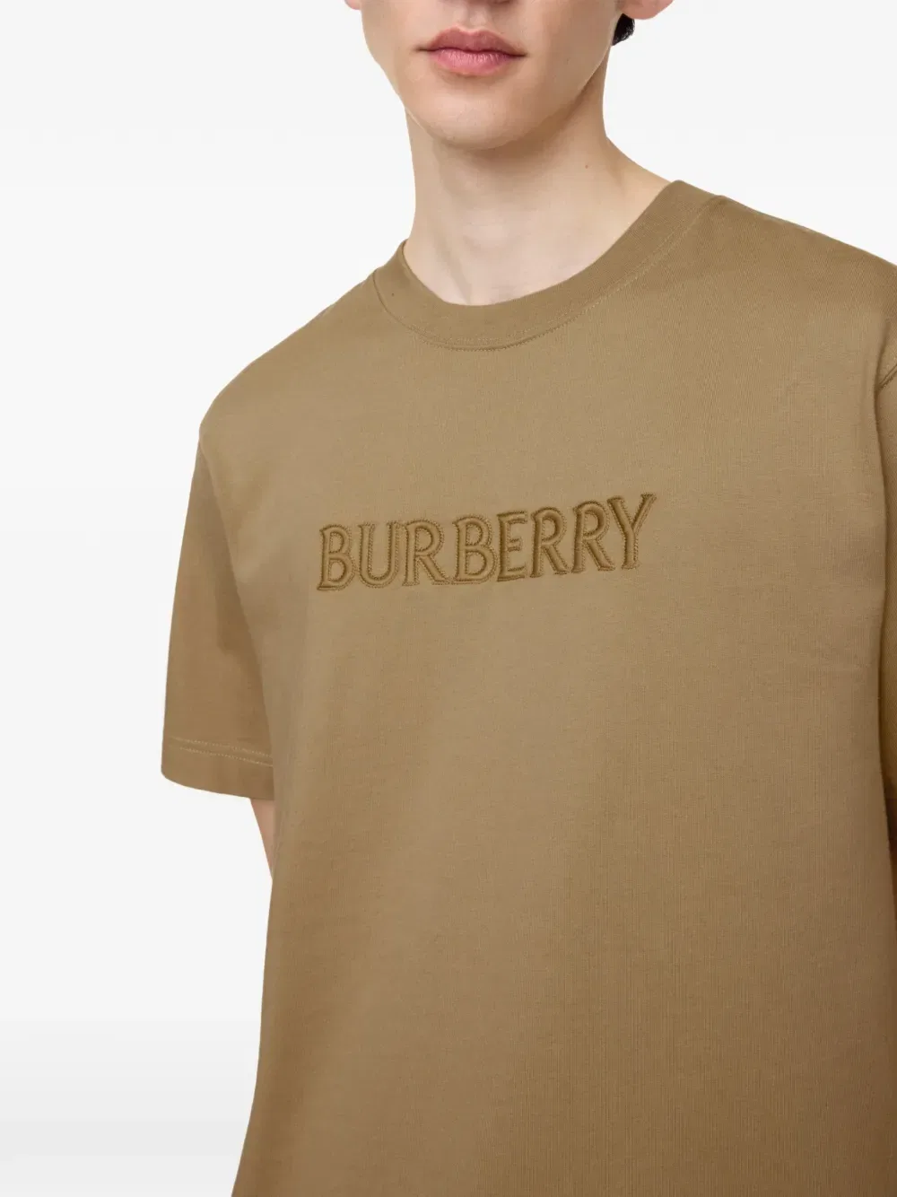 Футболка Burberry хлопковая с логотипом, свободный крой, нейтральный — фото 3
