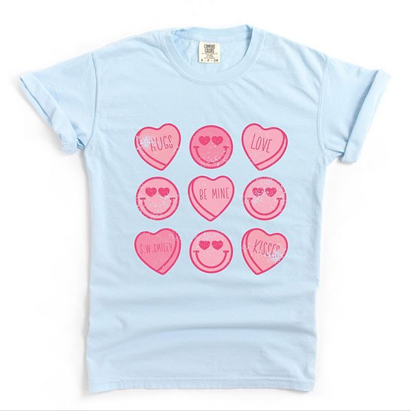 

SWSmiley sweethearts chart distressed - женская футболка с принтом, окрашенная в стиле garment dyed Simply Sage Market, Chambray