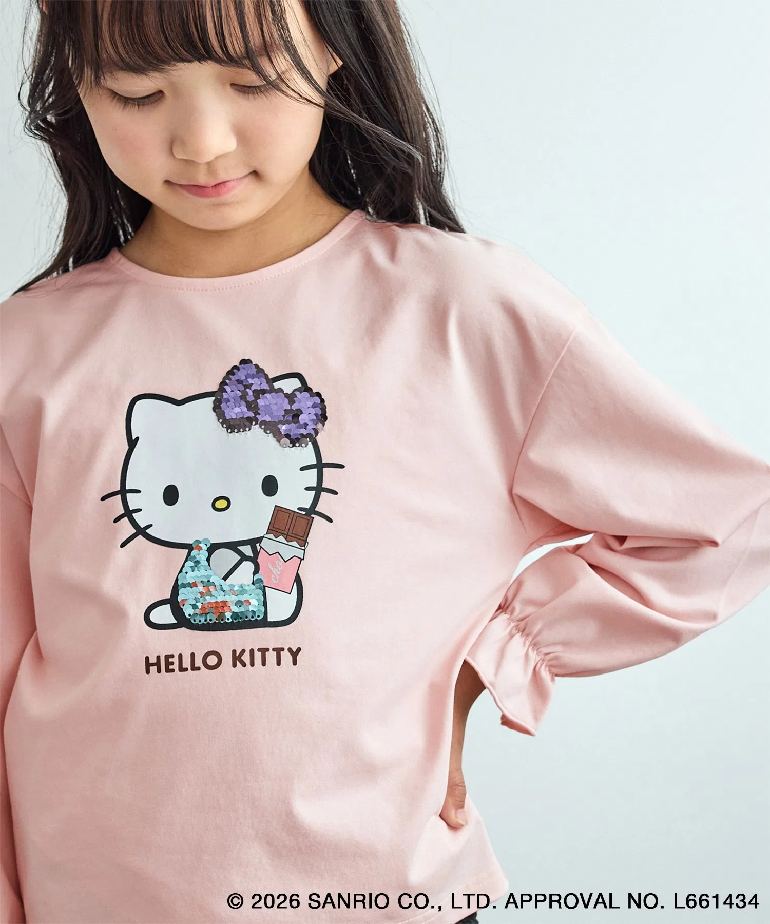 Детская футболка с пайетками Hello Kitty ROPE' PICNIC розовая