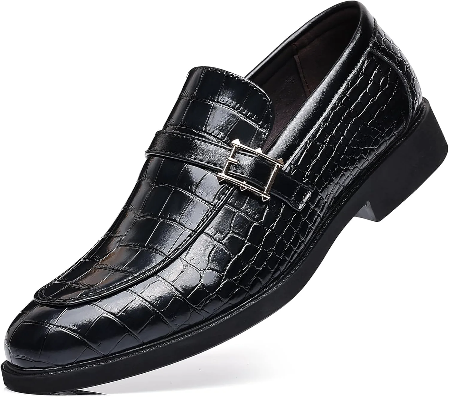 

Мужские кожаные лоферы с пряжкой и принтом, модные, удобные туфли без шнуровки, оксфорды, низкий устойчивый каблук, повседневные и деловые формальные лоферы Lossarye, черный