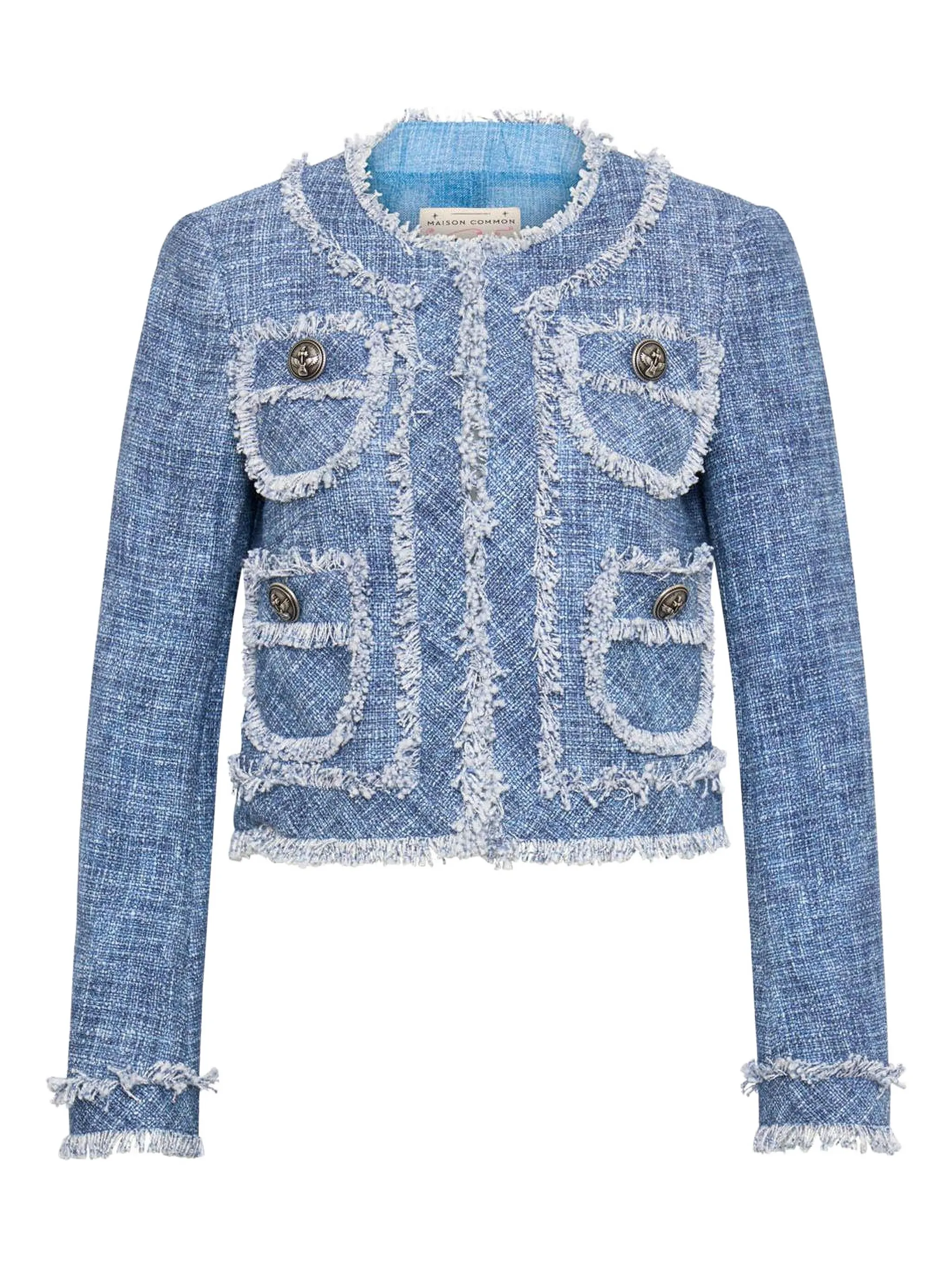 

Твидовый жакет с бахромой Maison Common, синий